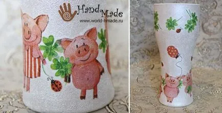 Decoupage kezük kezdők a betéteket, üveg (decoupage kezük ki szövetek) Decoupage kezük kezdők a betéteket, üveg