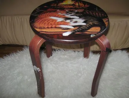 Decoupage szék gyermek kezét, egy fénykép és a mester-osztály, régi, fából készült videó, törlőkendők