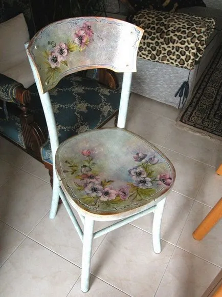 Decoupage szék gyermek kezét, egy fénykép és a mester-osztály, régi, fából készült videó, törlőkendők