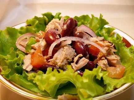 Салата с боб и пилешки вкусни рецепти