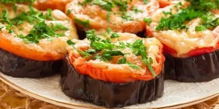 Печен патладжан с рецепти домати и сирене със снимки