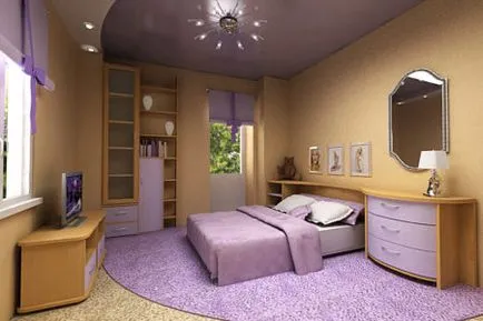 Purple опънат таван в съчетание с какво, интериорни дизайнерски идеи