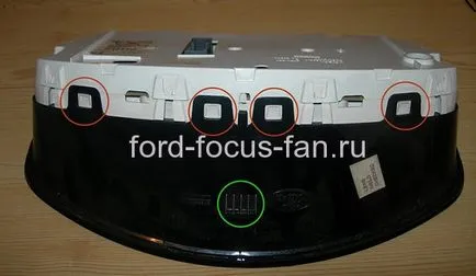 След отстраняването на инструмент панел си сам-за-Repair-запояване-Форд-Фокус-2 снимки и видео, Ford Focus вентилатора (Отмяна на резето маркирани) След като се извади, табло панел си сам-за-Repair-запояване-Форд-Фокус-2 снимки и видеоклипове, фен Ford Focus