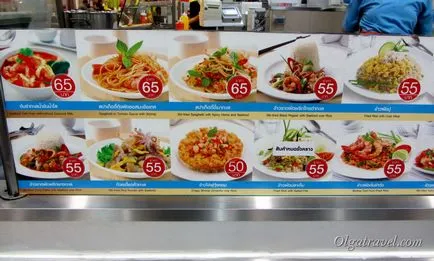 Ahol enni olcsón Thaiföldön, egy élelmiszer bíróság vásárlás