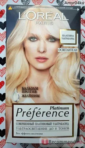 боядисване на коса Loreal Париж предпочитание платина - «отлични резултати в кратък период от време (Париж) боядисване на коса Loreal Париж предпочитание платина - «отлични резултати за кратко време