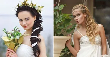 Сватбена рокля в гръцки стил (снимка), букети