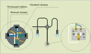 Окабеляване двойно включване на лампата 2
