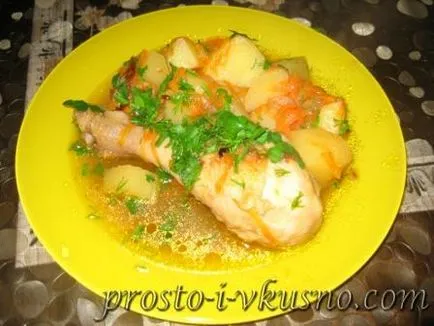 Печени картофи с пилешко месо