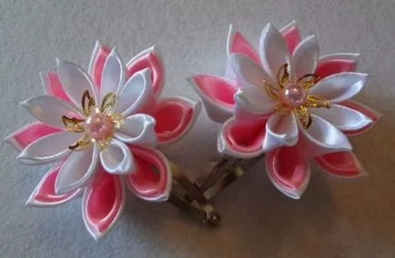 Клип kanzashi собствен ръце майсторски клас за създаване на два слоя с цвете