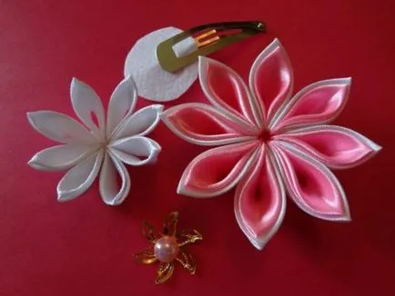 Клип kanzashi собствен ръце майсторски клас за създаване на два слоя с цвете