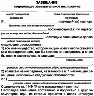Завещателните завещание и полагане в такъв документ, който дава право