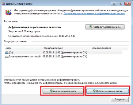 Hogyan töredezettségmentesítéséhez meghajtó Windows 7