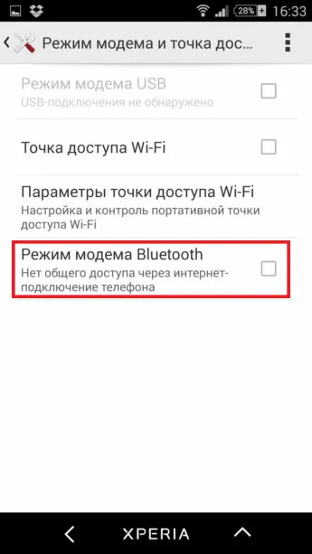 Az itt használt Sony Xperia például modem vagy hozzáférési pont