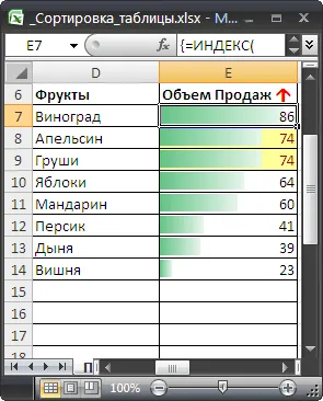 Динамични сортиране таблици в MS Excel - съвместим с Microsoft Excel 2007, Excel 2010