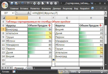 Динамични сортиране таблици в MS Excel - съвместим с Microsoft Excel 2007, Excel 2010