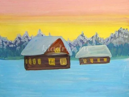 Hogyan kell felhívni a téli táj gouache szakaszában (téli) Hogyan kell felhívni a téli táj gouache szakaszaiban