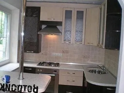 Повторно планиране на кухнята в снимката Хрушчов, дизайн от малки до големи ястия