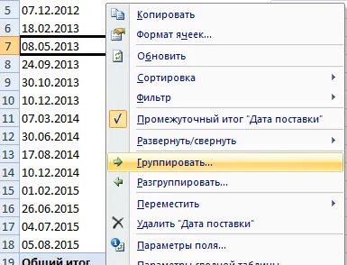 Работа с осеви таблици в Excel в примерите