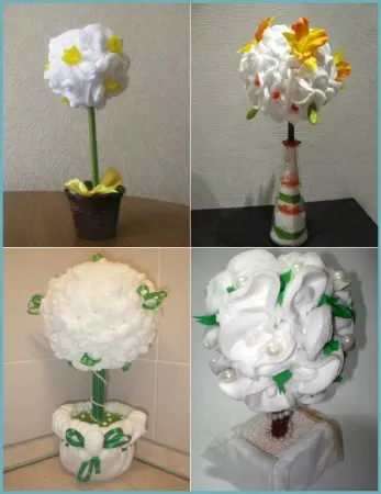 Topiary с техните раздава салфетки, хартия тъкан и памук диск майсторски клас, стъпка по стъпка (салфетки) Topiary с техните раздава салфетки, хартия тъкан и памук диск майсторски клас, стъпка по стъпка