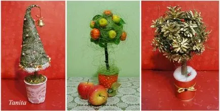 Topiary с техните ръце стъпка майсторски клас, от кафе, от ленти, от хартиени салфетки, направени от листа,