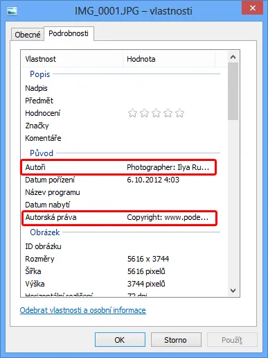 Забележка за авторското право и автор Exif фотоапарати Canon EOS - ezhovy ъгъл