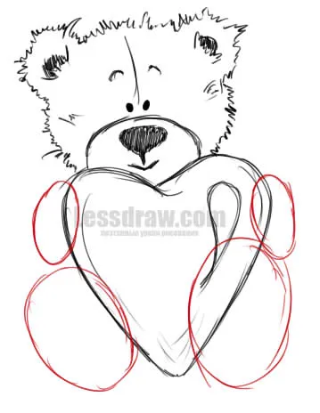 Как да се направи плюшено мече със сърце, lessdraw