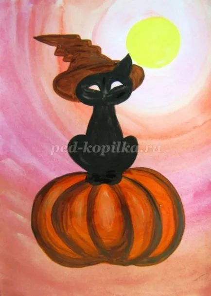 Как да се направи плакат за Хелоуин с ръцете си на етапи училище със снимки