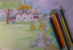 Как да се направи църква, постепенно се направи с молив, моето бебе