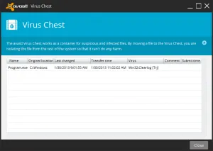 За да изтриете файл от карантина, антивирусен Avast Free Download