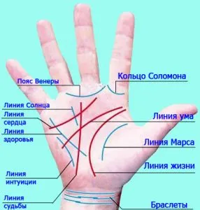 Съдбата на линията на ръка, снимката на с разбивка (линия) Съдбата на линията на снимката на ръка с подробности