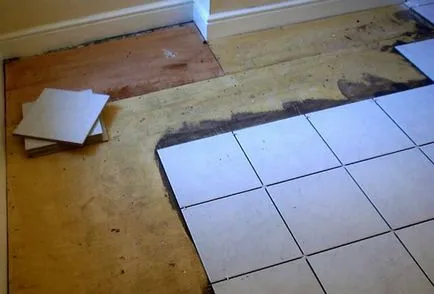 Плочки на шперплат на пода, отколкото да се придържаме подови плочки, как да поправите, да, фото и видео