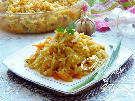 Пилаф с пиле в рецептата фурна със снимка