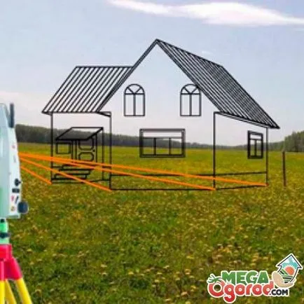 Местоположение на сгради на мястото на една къща, градински легла и кът за сядане