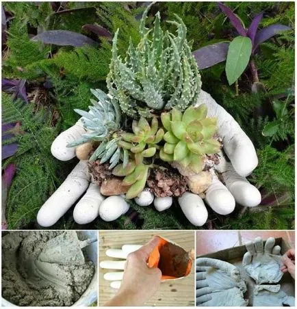 Garden скулптура от бетон с ръцете си, крайградски район