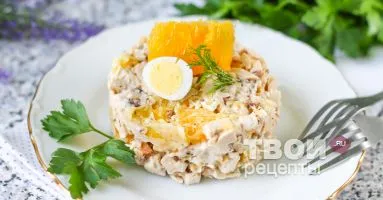 Салата с пиле и оранжево - вкусна рецепта със стъпка по стъпка снимки