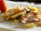 Пържени картофи с месо в тиган