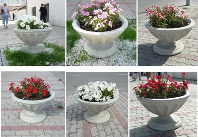 Бетонни лехи с цветя, особено за цветя, снимки