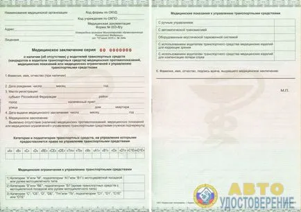 Медицинският съвет в дясно през 2017 г. - Карайте новия образец на сертификат за КАТ (GAI) (водач) Медицинският съвет в дясно през 2017 г. - удостоверението на водача за нов модел на пътна полиция (GAI)