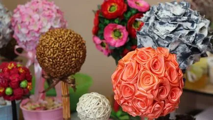 Topiary ръцете си на сатенени панделки и органза майсторски клас, стъпка по стъпка снимки и инструкции