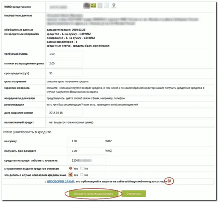 Издаване на кредита в обмена кредит - WebMoney уики
