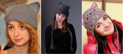 шапка за жени с котешки уши (30 снимки), Фел