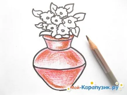 Как да нарисувате ваза с цветя