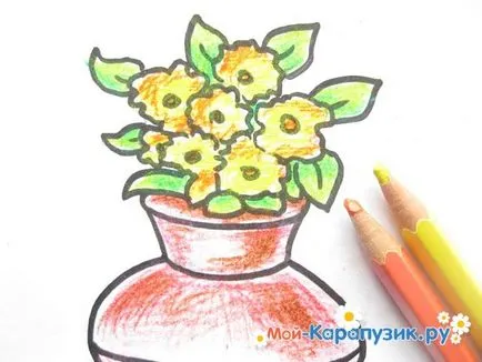 Как да нарисувате ваза с цветя