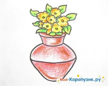Как да нарисувате ваза с цветя