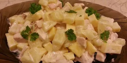 Салата с пиле и ананас, рецепти