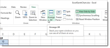 Как да отворите Excel 2013 файлове рамо до рамо в различни прозорци