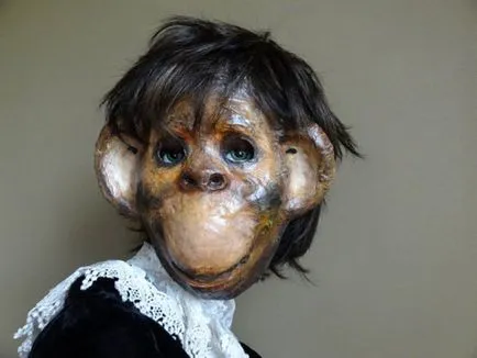 Monkey маска с ръцете си, Коледа, изработени от папие маше, хартия