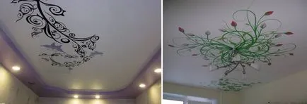 Опънати тавани рисуване картинки и снимки, с модели и стикери с цветя и изкуство