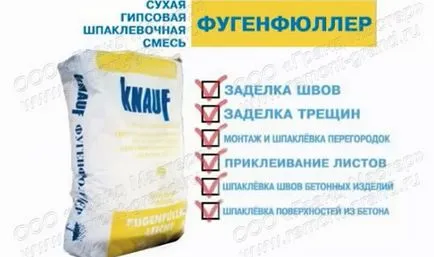 Запушване fugenfyuller спецификации Кнауф, инструкции за използване на гипс, пълнители