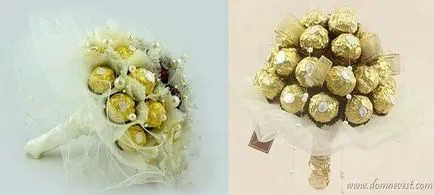 Сватбени букети от бонбони, къща на булки